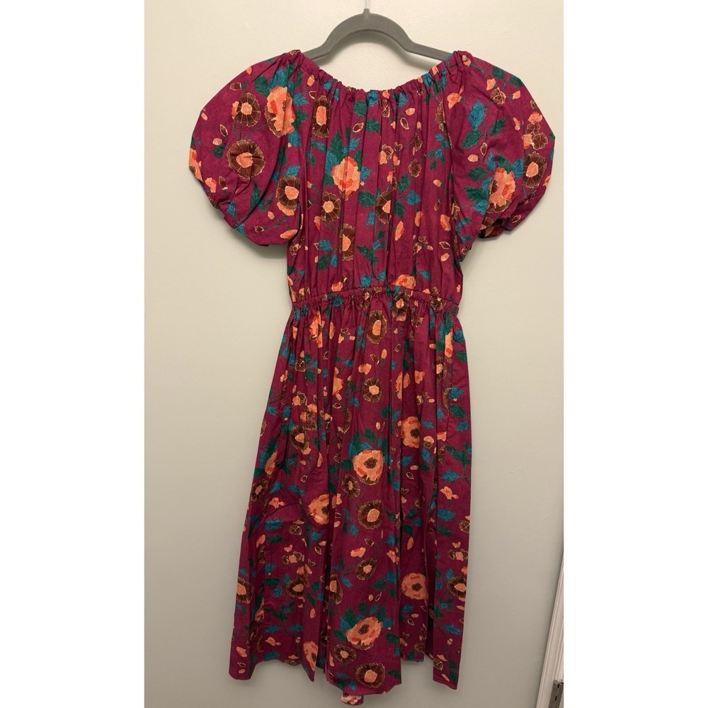 Ulla Johnson Vika Midi Dress Size 2 Ruby Floral Cotton Poplin Puff Sleeve NWT - Picture 6 of 14